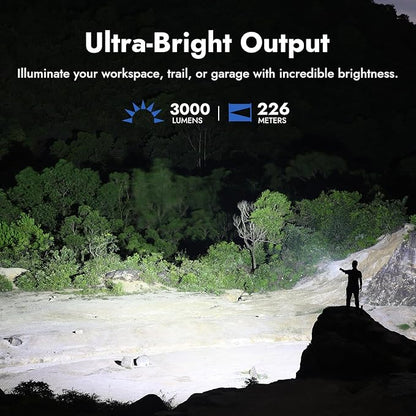 WUBEN L3 Flashlights High Lumens, 3000 Lumens Flash Light Bright Flashlight Rechargeable, Dual-Way USB C Charging 6 Mode, IP68 Handheld Flashlight for Tactical/Outdoor, Tool Gifts for Men