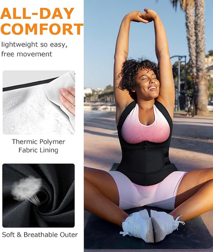 TrainingGirl Sauna Sweat Suit for Women Waist Trainer Workout Faja Weight Vest Body Shaper Shirt Band
