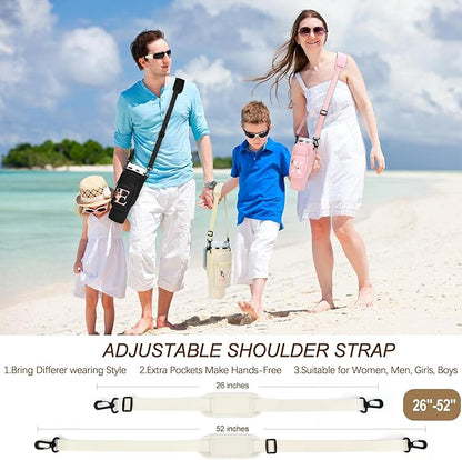 Initial Water Bottle Holder with Strap for Stanley 40 oz Tumbler/Simple Modern 40 oz Tumbler,Water Bottle Carrier Bag with Strap,Personalized A-Z Phone Pocket for Stanley Cup Accessories