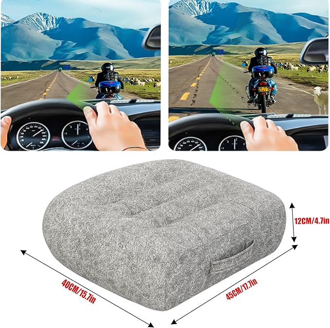 Super Thicken Car Seat Cushion for Adults-Car Booster Seat for Short Drivers-Increase The Field of View by 12cm/4.7in,Plush shell, breathable,with handle,easy to carry,for Cars,Office,Home(Light Gray）