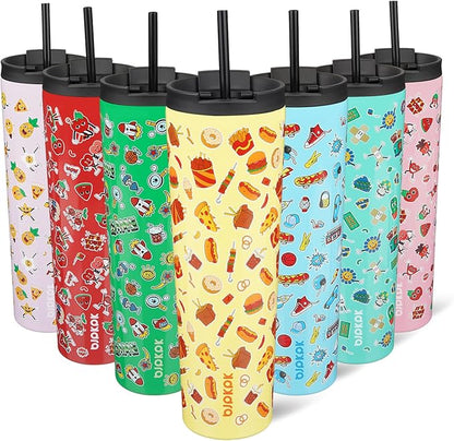 BJPKPK 34oz Skinny Tumbler With lid And Straw Stainless Steel Travel Coffee Mug Insulated Tumblers Cups,Yummy