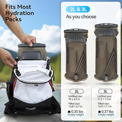 MARCHWAY Lightweight TPU Hydration Bladder 2L/3L for Hydration Packs, Slide-Seal Wide Mouth Water Reservoir Bag with Carry Handle for Hiking, Cycling, Running, Camping, Travel