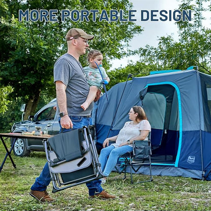 TIMBER RIDGE Aluminum Camping Directors Chair with Side Table Pocket, Portable Folding Heavy Duty Lawn Chair for Fishing Trip Picnic Concert Outdoor 400lbs, Navy 2 Pack