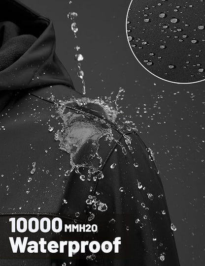TACVASEN Men's Softshell Jacket with Hood Waterproof Tactical Fleece Coat Winter Windbreaker Lightweight Rain Jackets