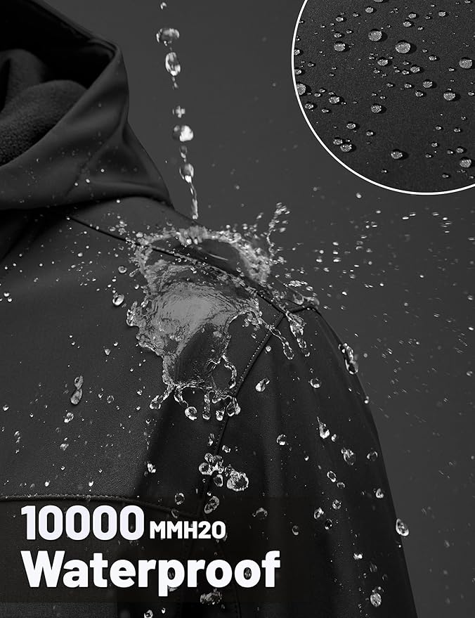 TACVASEN Men's Softshell Jacket with Hood Waterproof Tactical Fleece Coat Winter Windbreaker Lightweight Rain Jackets