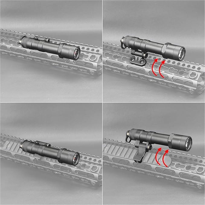 NOBUHIRO M600B 600 Lumens Tactical Flashlight, NO Logo Version with Replaceable Mounting Rotating Base for 20mm Picatinny & Mlok/Keymod Rail, with Remote Pressure & Push Button Switch