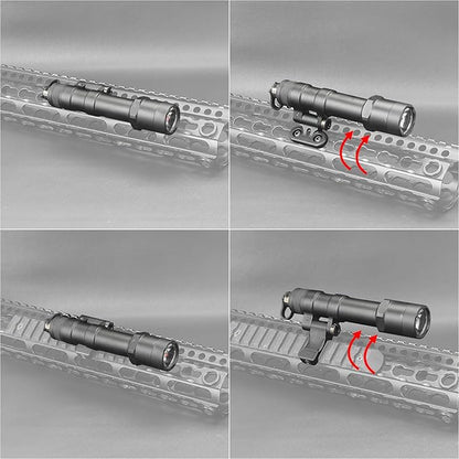 NOBUHIRO M600B 600 Lumens Tactical Flashlight, NO Logo Version with Replaceable Mounting Rotating Base for 20mm Picatinny & Mlok/Keymod Rail, with Remote Pressure & Push Button Switch