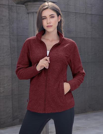 MAGCOMSEN Fleece Jacket Women Zip UP Lightweight Soft Polar Warm Winter Jackets for Women with Pockets Outdoor Hiking