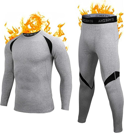 Muezna Men's Thermal Top and Bottom Set Underwear Long Johns Base Layer with Soft Fleece Lined