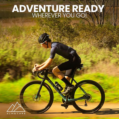 ALMSTHRE Signature Bike Saddle Bag – Sterling Silver | 0.5L Bike Seat Bag (3" x 5.25" x 2") | Water-Resistant Ripstop, Waterproof Zipper, Internal Pocket | Durable Under Seat Storage