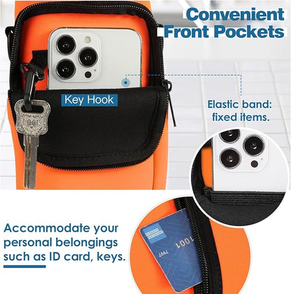 Nuovoware Water Bottle Carrier Bag,25oz/40oz/64oz Bottle Pouch Holder,Adjustable Shoulder Hand Strap 2 Pocket Sling Neoprene Sleeve Sports Accessories for Hiking Travelling Camping