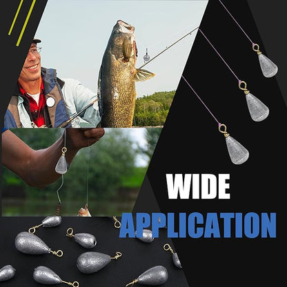 Bass Casting Sinkers Fishing Weights - 20/30pcs Bell Sinkers Drop Shot Weights with Brass Swivels for Saltwater & Freshwater