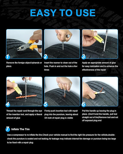 Tire Repair Kit with Plugs, Tire Plug Kit Heavy Duty Professional for Car, ATV, Motorcycle, Truck, Flat Tire Emergency Repair(Zipper Bag Type-33 PCs)