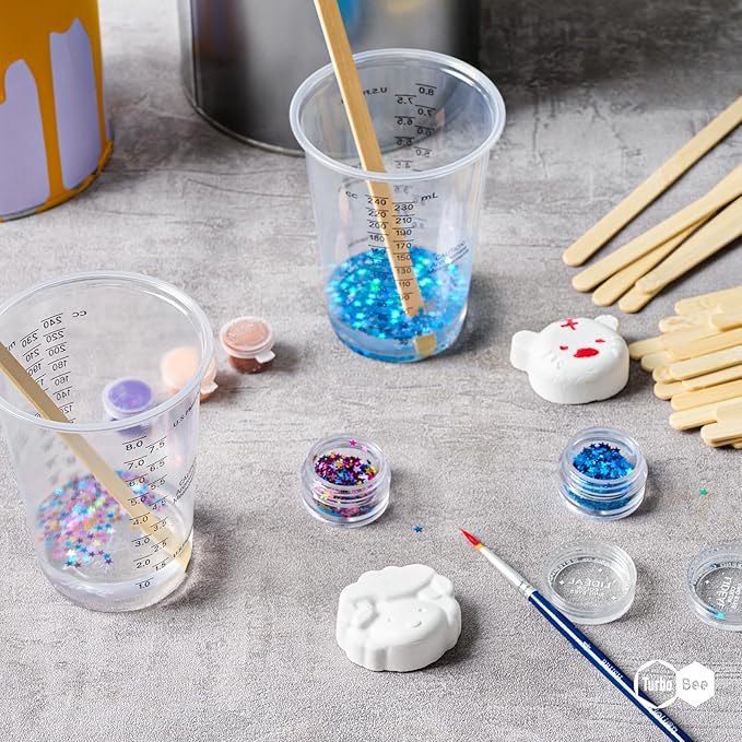 Turbo Bee Plastic Measuring Cups 8OZ,200 PACK Disposable Mixing Cups with 200 Mixing Sticks,Paint Graduated Measuring Tumblers for Epoxy Resin, Paint Mixing, Art DIY