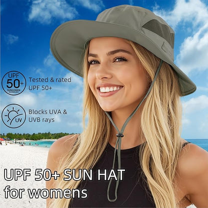 Connectyle Women's UPF 50+ Sun Hat UV Protection Wide Brim Bucket Hat Summer Beach Hats Fishing Hiking Outdoor Safari Hats