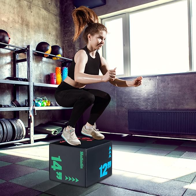 Matladin Heavy Foam Plyometric Jump Box, 3 in 1 Soft Plyo Jumping Trainers Box for Box-Squat,Jumping, Plyometric Training, Workout Exercise