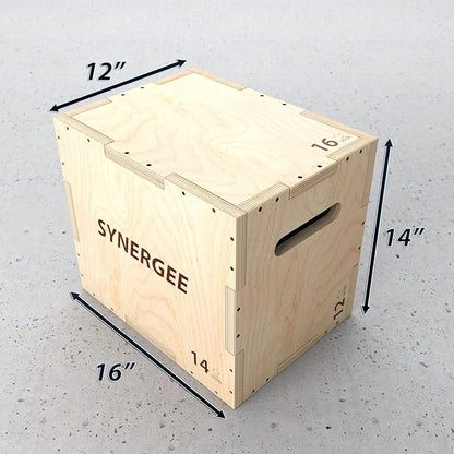 Synergee 3 in 1 Wood Plyometric Box for Jump Training and Conditioning. All in One Jump Trainer. Sizes 30/24/20, 24/20/16, 20/18/16, 16/14/12