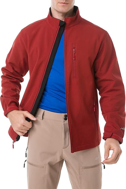 TRAILSIDE SUPPLY CO. Men's Softshell Jacket Fleece Lined Windbreaker,Lightweight Water Resistant Winter Coat