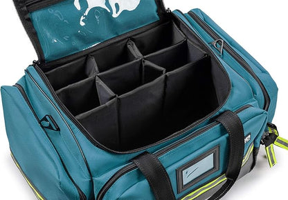 Scherber Fully-Stocked First Responder Bag | Large Professional EMT/EMS Trauma & Bleeding Kit | HSA/FSA Approved | CAT Tourniquet, HyFin Chest Seal, Israeli Bandage & 250+ First Aid Supplies (Blue)