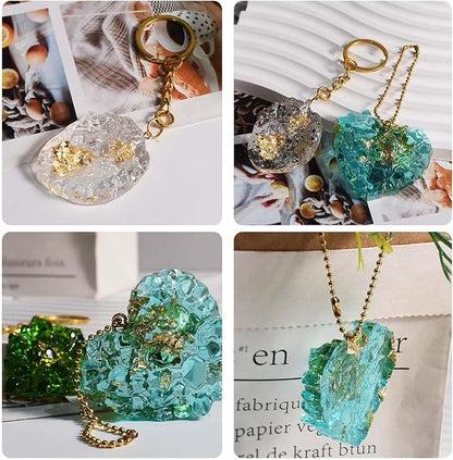 Crystal Stones Pendant Resin Molds, 5-Cavity Necklace Jewelry Silicone Molds for Epoxy Resin, DIY Casting Craft Mold for Keychain Jewelry Making