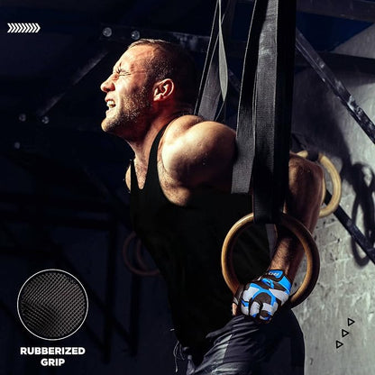 RDX Weight Lifting Gloves Gym Fitness Workout, Anti Slip Padded Palm Elasticated Strength Training Equipment Men Women Half Finger Exercise Bodybuilding Calisthenics Cycling Rowing Climbing