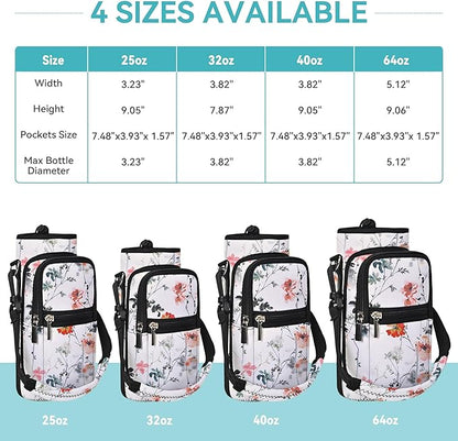 icolor Water Bottle Carrier Bag with Strap 25/32/40 oz Crossbody Bottle Holder with Phone Pocket Sling Sleeve Insulated Neoprene Water Bottle Pouch for Walking Travelling