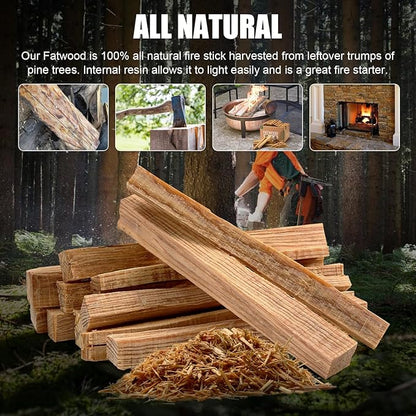 Lumberer Fatwood Fire Starter Sticks -100% All Natural Resin Kindling and Chips -Quick Ignition for Fireplace,Campfires,Firepits,Wood Stoves,Grilling (10.70 LB)
