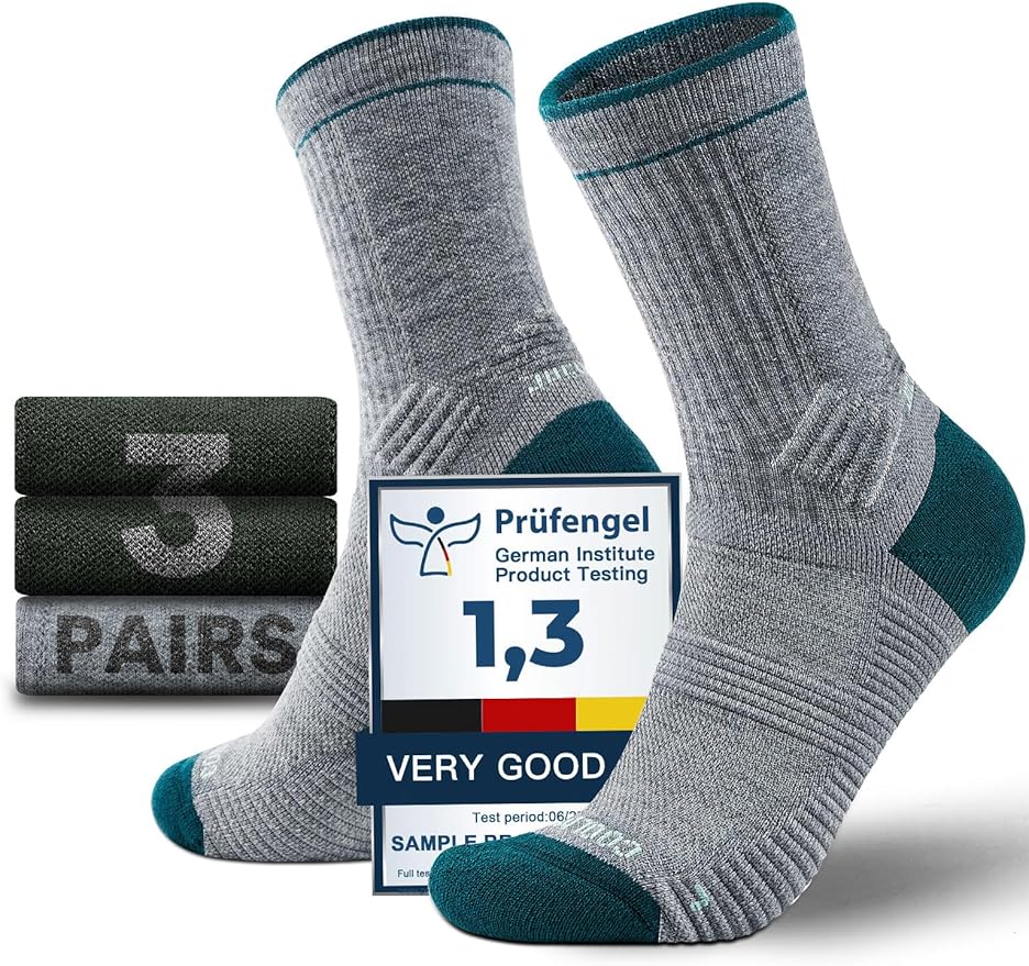 Merino Wool seamlsee Hiking Socks Moisture Wicking Anti-Blister Breathable Cushioned Compression Mens