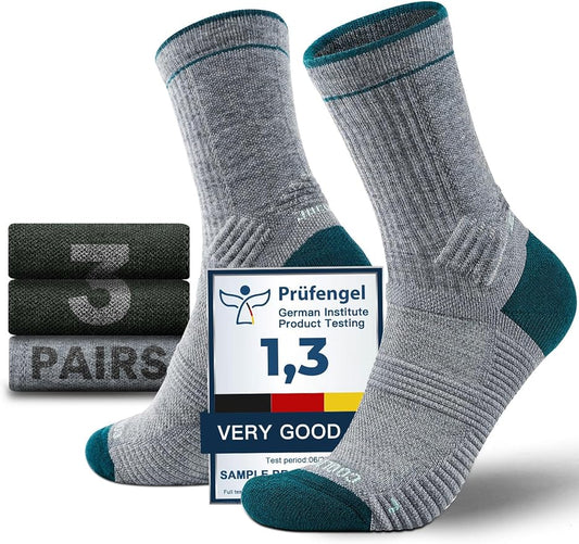 Merino Wool seamlsee Hiking Socks Moisture Wicking Anti-Blister Breathable Cushioned Compression Mens