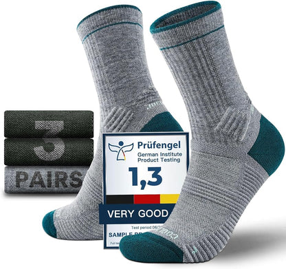 Merino Wool seamlsee Hiking Socks Moisture Wicking Anti-Blister Breathable Cushioned Compression Mens