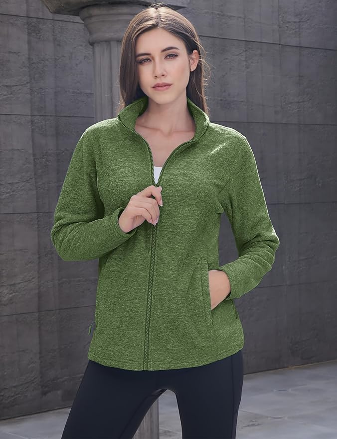MAGCOMSEN Fleece Jacket Women Zip UP Lightweight Soft Polar Warm Winter Jackets for Women with Pockets Outdoor Hiking