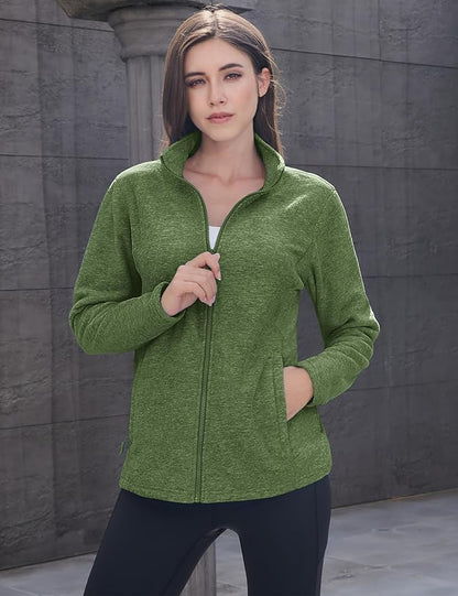 MAGCOMSEN Fleece Jacket Women Zip UP Lightweight Soft Polar Warm Winter Jackets for Women with Pockets Outdoor Hiking