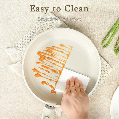 GiPP Ceramic Pots and Pans Set Non Stick, Nonstick Detachable Handle Cookware Sets, Healthy Non Toxic PFAS PFOA & PTFE Free, Dishwasher ＆Oven Safe, Induction Kitchen Pot and Pan, 8 Piece Cream