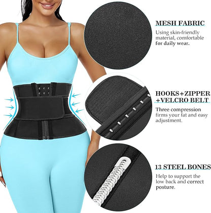 Short Torso Waist Trainer for Women Lower Belly Fat, Workout Fajas Colombianas Waist Cincher Corset