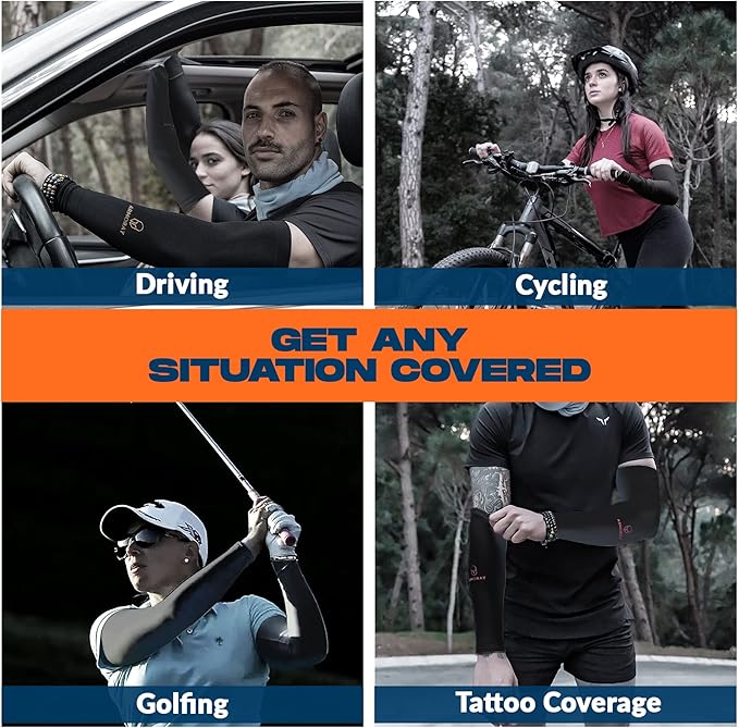 ARMORAY Arm Sleeves for Men or Women - Tattoo Cover Up - Cooling Sports Sleeve for Basketball Golf Football