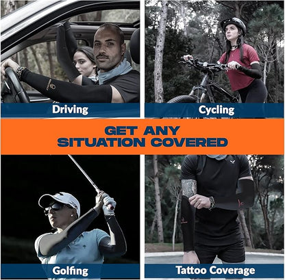 ARMORAY Arm Sleeves for Men or Women - Tattoo Cover Up - Cooling Sports Sleeve for Basketball Golf Football