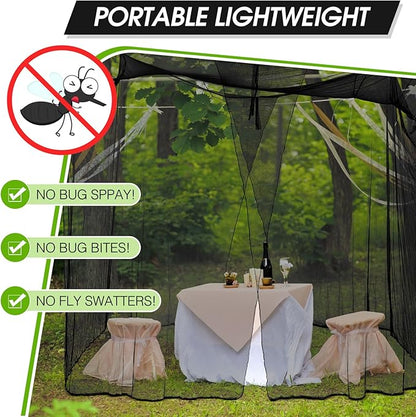 Tranqun 2 Pcs Mosquito Netting for Patio, Ultra Large Mosquito Net l 87 x W 87 x H 71 Inch for Bed with 2 Side Openings 16 Hanging Loops for Camping Home Outdoor Travel Dormitory Decor (Black)
