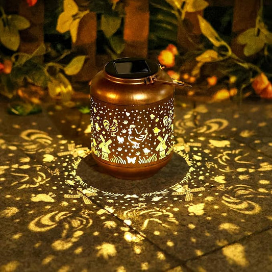 Chicken Solar Lanterns Outdoor Waterproof Chicken Hanging Solar Lights Birthday Gifts for Women Men Mom Metal Decorative LED Lantern Outside for Garden Decor,Yard,Patio,Lawn,Porch,Backyard,Tabletop