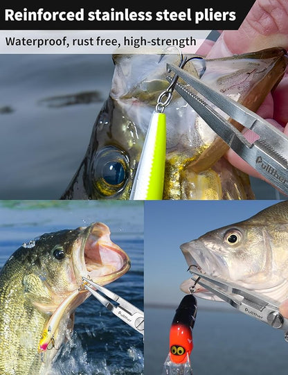 Fishing Split Ring Pliers, Stainless Steel Fishing Tools, Fishing Multitool for Saltwater Freshwater with Braid Line Cutter