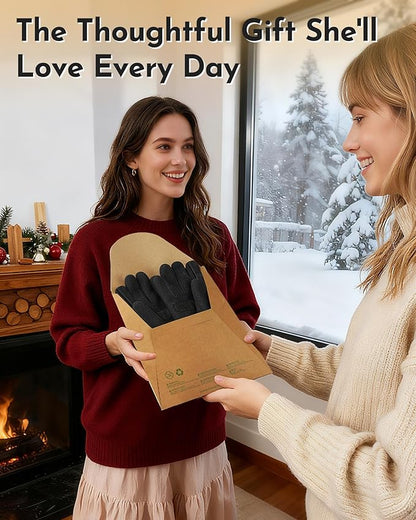 Winter Warm Gloves for Women - Fashion Style Windproof Cuffs Soft fleece - Touchscreen Thermal Flexible Gloves