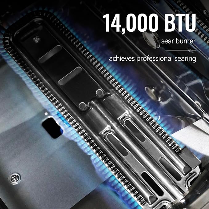 Royal Gourmet GA4402S 4 Burner Propane Gas Grill with Side Burner & Warming Rack, Stainless Steel Gas Grill with 54,000 BTUs Output for Barbecue Grilling & Backyard Cooking, Silver