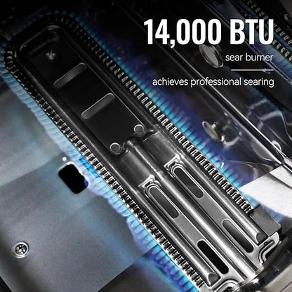 Royal Gourmet GA4402S 4 Burner Propane Gas Grill with Side Burner & Warming Rack, Stainless Steel Gas Grill with 54,000 BTUs Output for Barbecue Grilling & Backyard Cooking, Silver