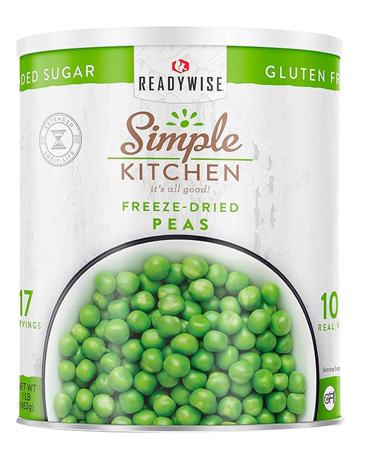 Simple Kitchen Freeze Dried Peas - 17 Servings for Family Meal Prep, Gluten Free & Dehydrated Just Add Water Canned Food, Emergency Survival Food for Camping Meals, Backpacking & Hiking, #10 Can