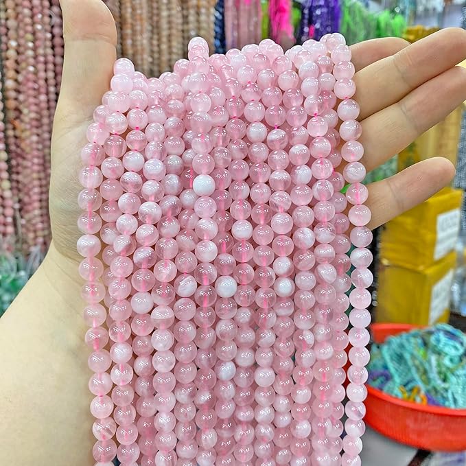 10MM 38PCS Natural Crystal Stone Madagascar Rose Quartz Gemstone Beads for Jewelry Making DIY Bracelet