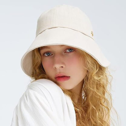 WHITE SANDS MOJA Linen Victorian Bonnet Hat Sun Cap, Foldable Summer Visor | New Katy