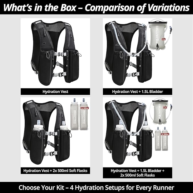 Running Hydration Vest for Women and Men. Reflective, 8 Pocket, Quick Dry, Water-Resistant, Breathable, Adjustable Backpack for Runs, Hiking, Cycling, Trails, Marathons