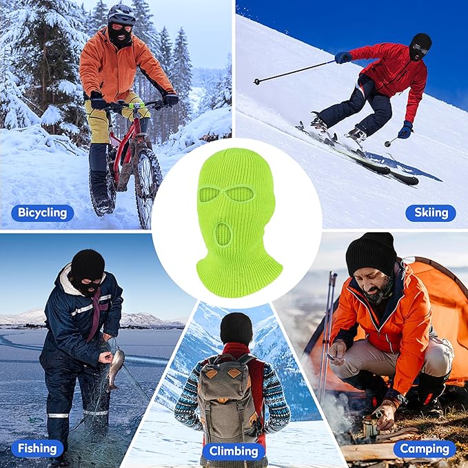 Pukavt 2 Pack 3 Hole Winter Knitted Mask, Full Face Cover Ski Mask Warm Balaclava for Skiing, Motorcycle, Snowboard