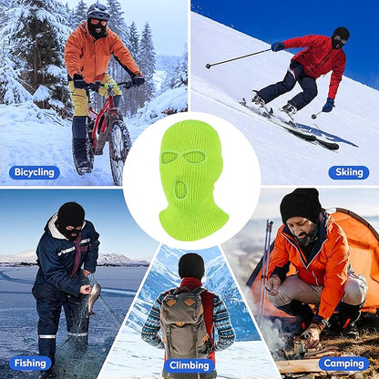 Pukavt 2 Pack 3 Hole Winter Knitted Mask, Full Face Cover Ski Mask Warm Balaclava for Skiing, Motorcycle, Snowboard