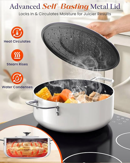 Nuwave Essential Series 5PC Ceramic Cookware Set PFAS-Free, G11 Duralon Blue Coating, Pots and Pans Set Non Stick, Diamond Scratch-Resistant,Stay-Cool Handle, Metal Lid,Induction Ready,Dishwasher Safe