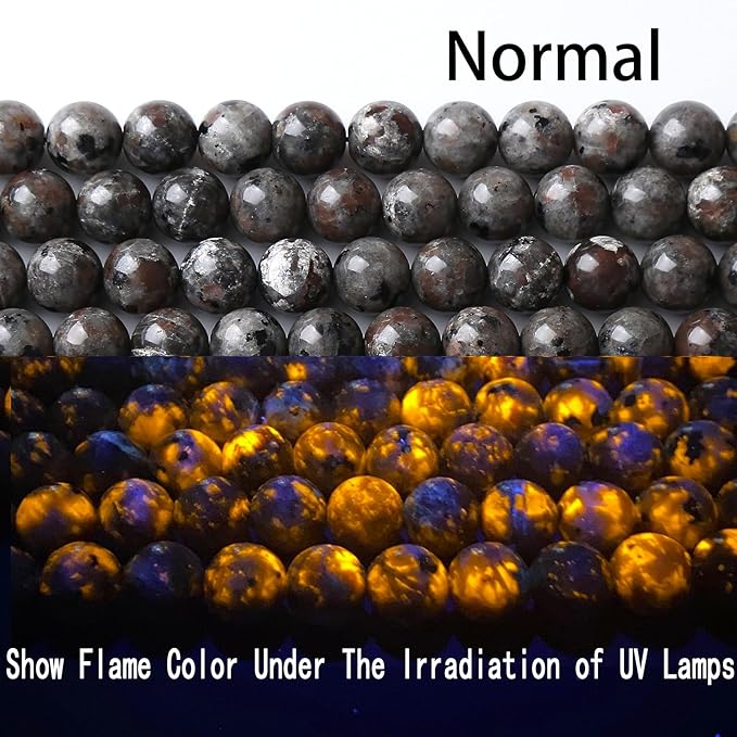 110PCS 6MM Flame Yooperlite Stone Beads Loose Beads for Jewelry Making DIY Bracelets Show Flame Color Under The Irradiation of UV Lamps 2 Strands